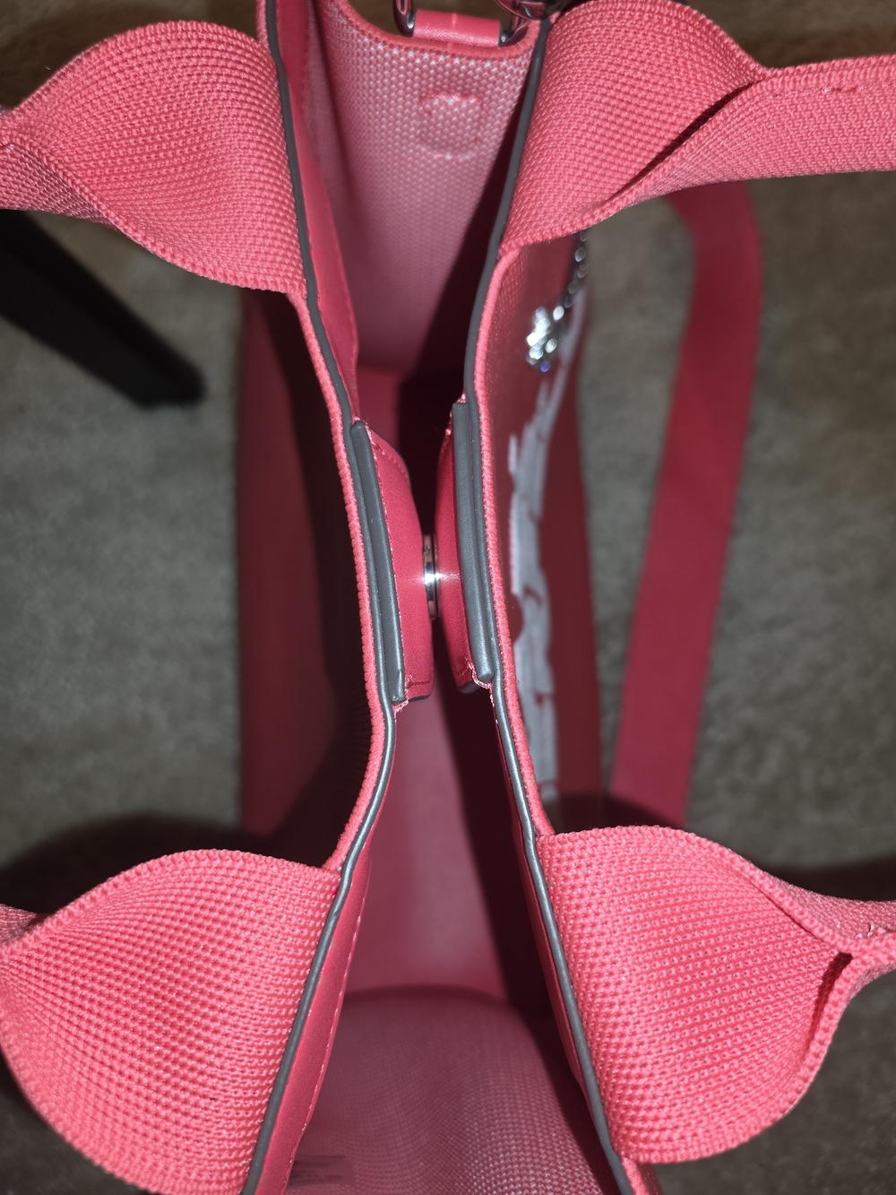 Karl Lagerfeld Hot Pink Canvas Logo Tote with Detachable Strap - Picture 5 of 9